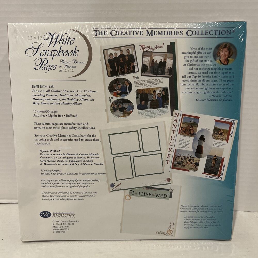 Creative Memories 12 x 12 White Scrapbook Pages Refill 15 Sheets RCM-12S